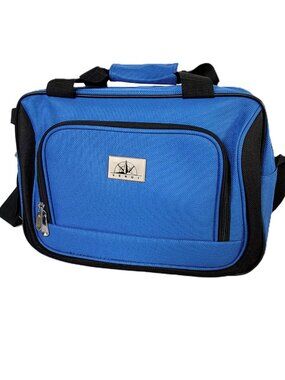 Vintage Verdi Blue Canvas Travel Duffel Bag Small Gym Carry On Tote